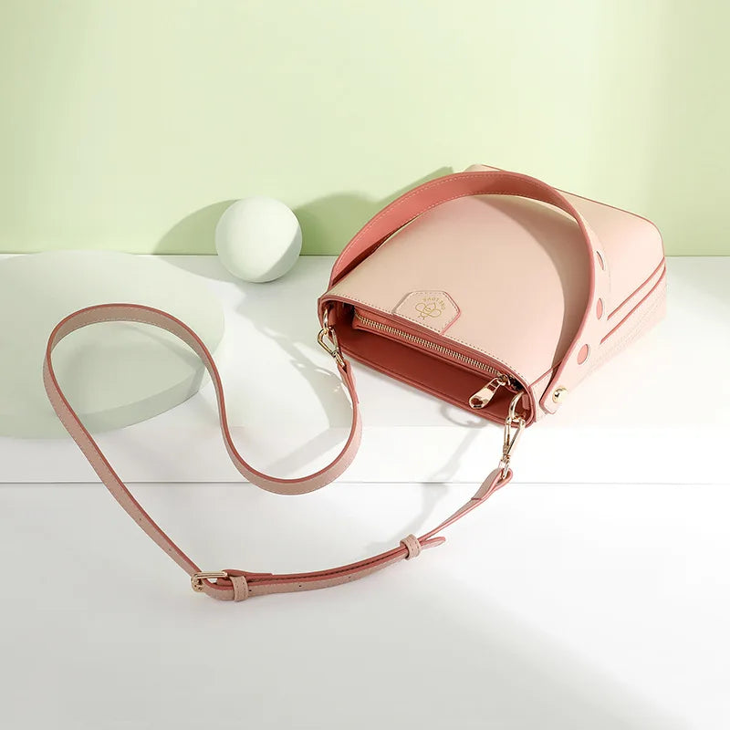 Soft-Faced Handbag Women's Zipper Crossbody Bag High-quality Solid Design