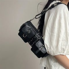 PU Leather Bandage Boston Bag Women's Shoulder Underarm Bag