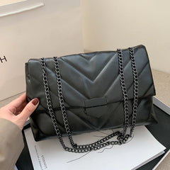 PU Leather Shoulder Handbag Women Solid Lattice Flap Square Crossbody Bag