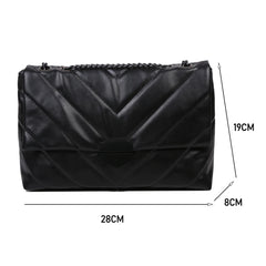 PU Leather Shoulder Handbag Women Solid Lattice Flap Square Crossbody Bag