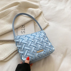 Braided Small Shoulder Bag Women's PU Leather Handbag Tote