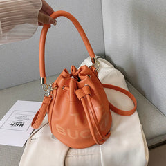 PU Leather Women's Bucket Bag Famous Letters Crossbody Shoulder Bag