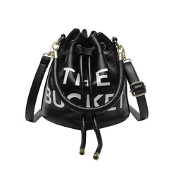 PU Leather Women's Bucket Bag Famous Letters Crossbody Shoulder Bag