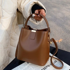 PU Leather Bucket Crossbody Bag Women's Handbag Travel Shoulder Messenger Bag