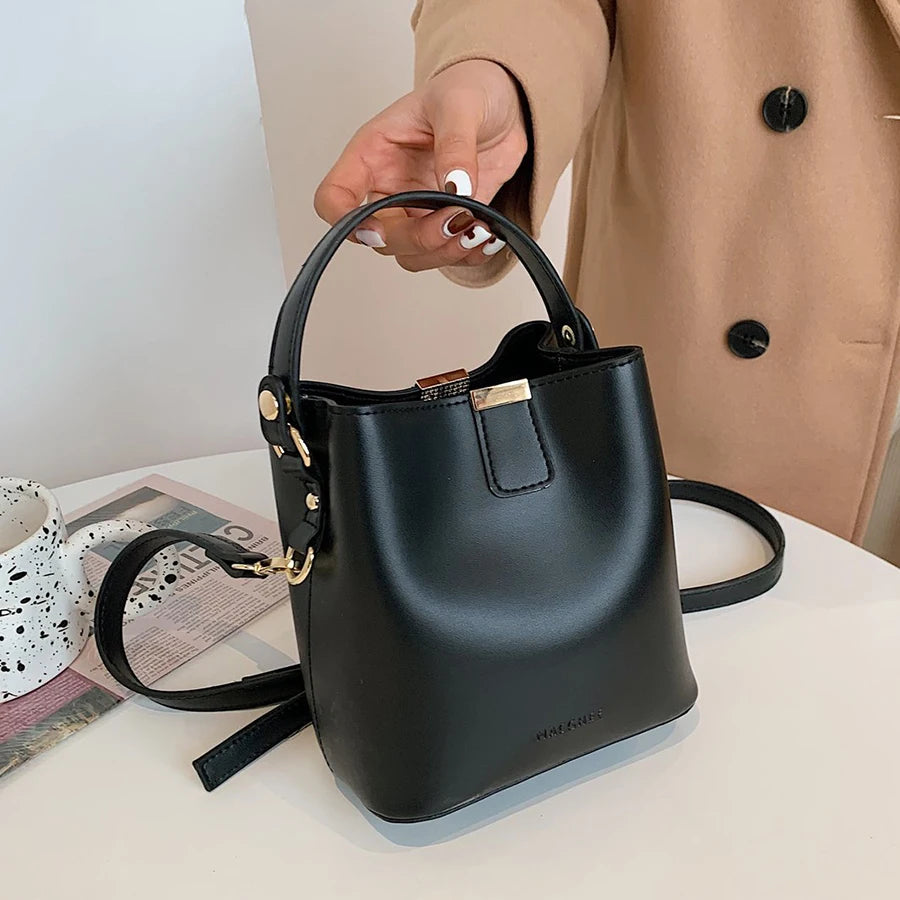 PU Leather Bucket Crossbody Bag Women's Handbag Travel Shoulder Messenger Bag