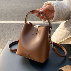 PU Leather Bucket Crossbody Bag Women's Handbag Travel Shoulder Messenger Bag