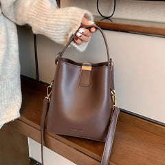 PU Leather Bucket Crossbody Bag Women's Handbag Travel Shoulder Messenger Bag