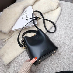 PU Leather Bucket Crossbody Bag Women's Handbag Travel Shoulder Messenger Bag