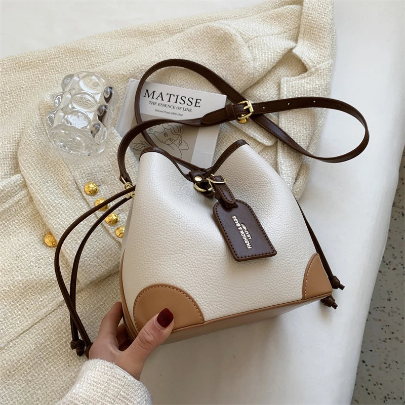 PU Leather Bucket Crossbody Sling Bag for Women