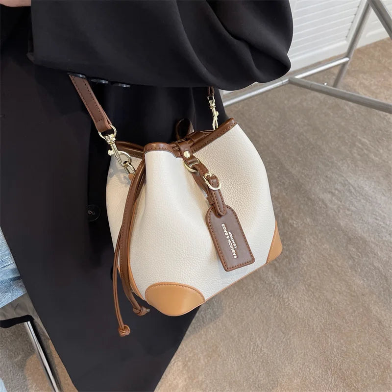 PU Leather Bucket Crossbody Sling Bag for Women