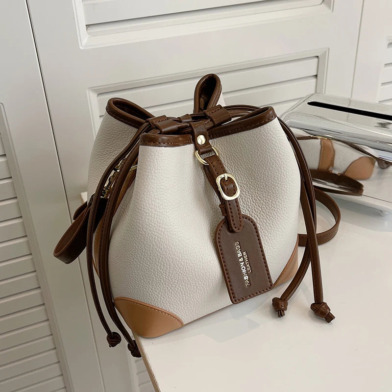 PU Leather Bucket Crossbody Sling Bag for Women