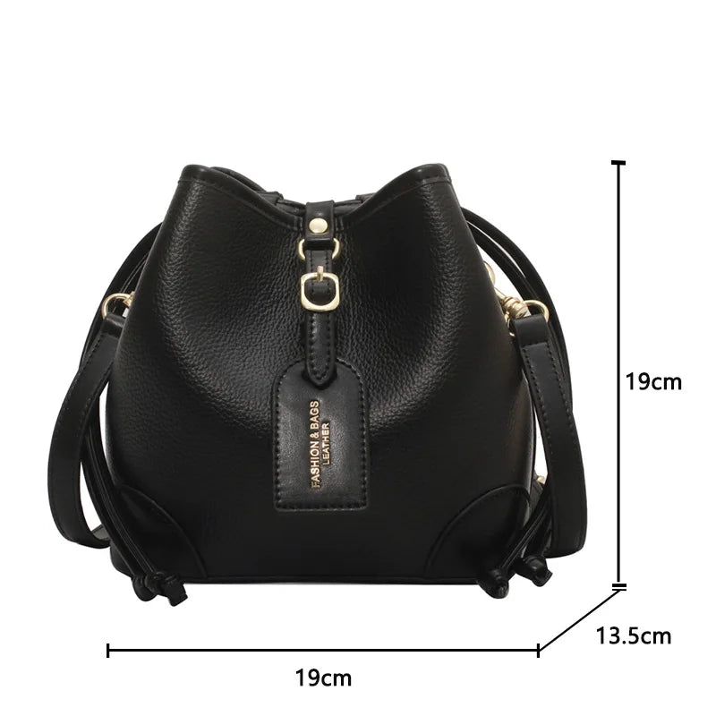 PU Leather Bucket Crossbody Sling Bag for Women