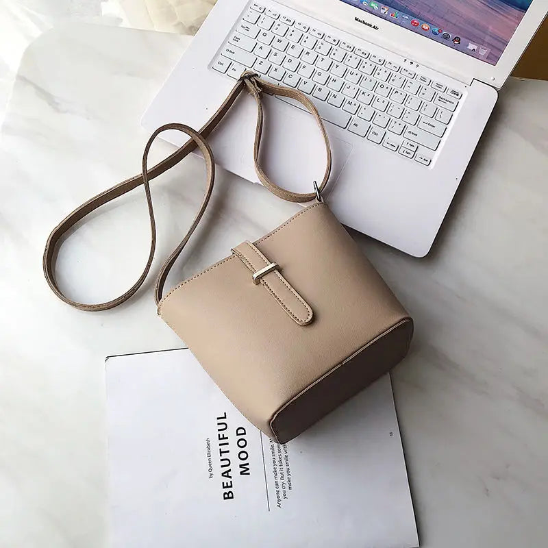 Retro PU Leather Bucket Shoulder Bag Women Crossbody All-match