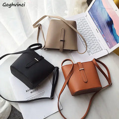 Retro PU Leather Bucket Shoulder Bag Women Crossbody All-match