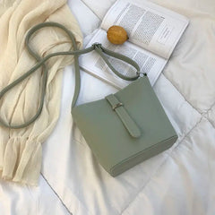Retro PU Leather Bucket Shoulder Bag Women Crossbody All-match