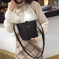 Retro PU Leather Bucket Shoulder Bag Women Crossbody All-match