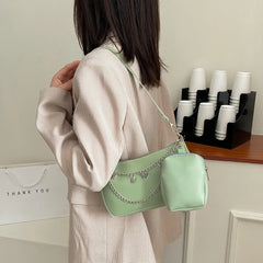 PU Leather Butterfly Chain Shoulder Underarm Bags for Women