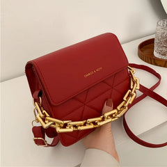 PU Leather Chain Shoulder Crossbody Square Bags for Women Diamond Lattice