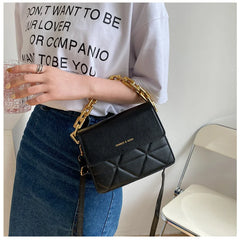 PU Leather Chain Shoulder Crossbody Square Bags for Women Diamond Lattice