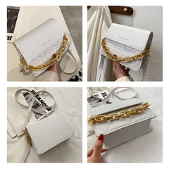 PU Leather Chain Shoulder Crossbody Square Bags for Women Diamond Lattice