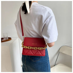 PU Leather Chain Shoulder Crossbody Square Bags for Women Diamond Lattice