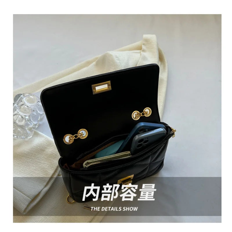 Vintage PU Leather Chain Shoulder Crossbody Bag for Women Small Handbag