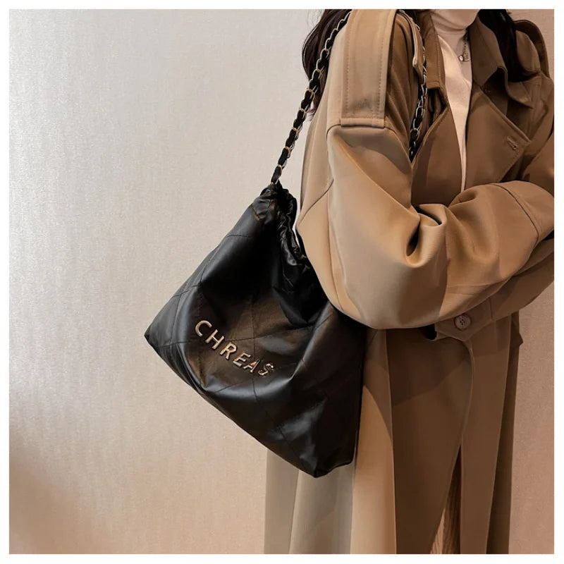 Vintage PU Leather Chain Shoulder Crossbody Tote Bags for Women