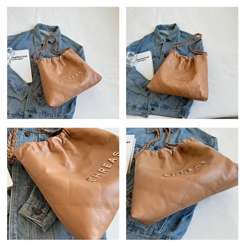 Vintage PU Leather Chain Shoulder Crossbody Tote Bags for Women