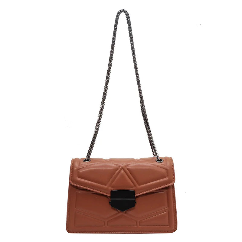 PU Leather Shoulder Bag Classic Style Multifunction Handbag