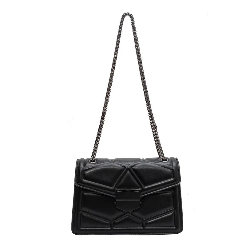 PU Leather Shoulder Bag Classic Style Multifunction Handbag
