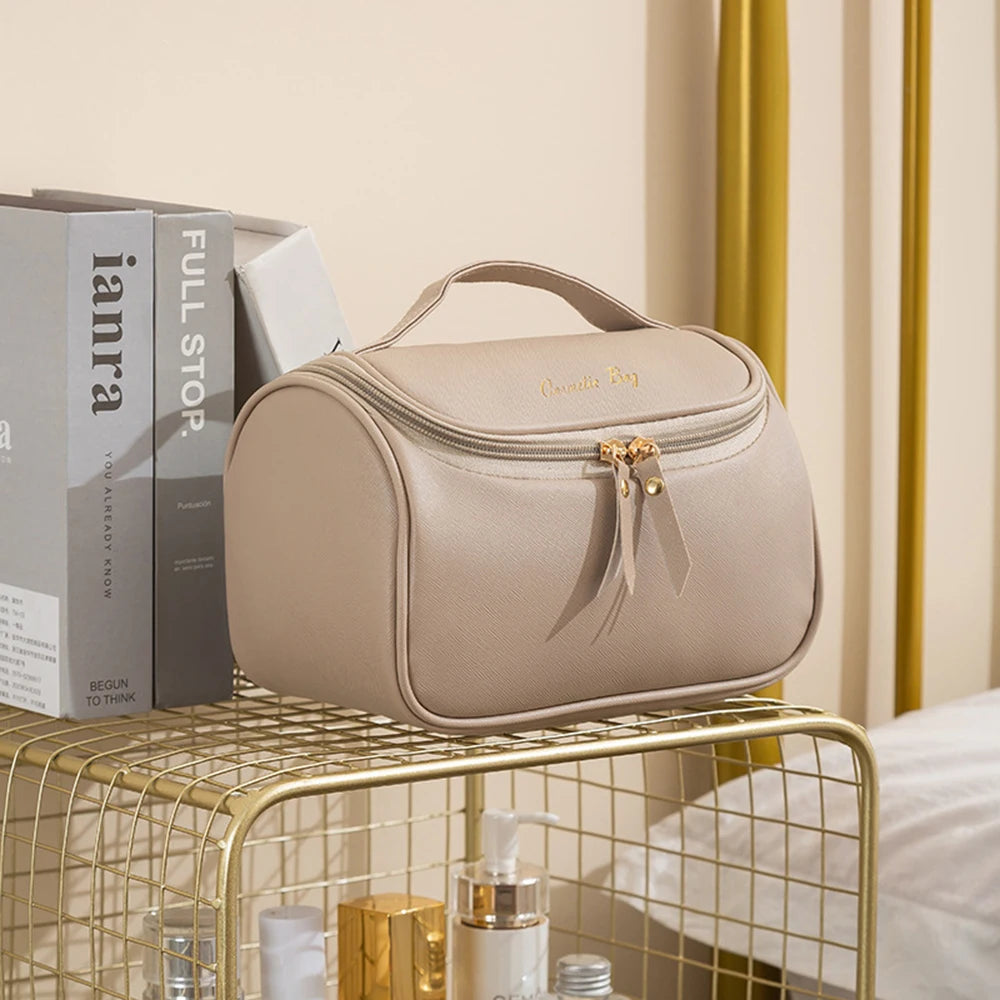 PU Leather Cosmetic Bag Women Travel Make Up Pouch Toiletry Organizer