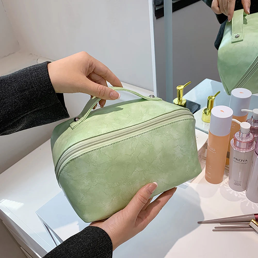 PU Leather Cosmetic Bag Women Travel Make Up Pouch Toiletry Organizer