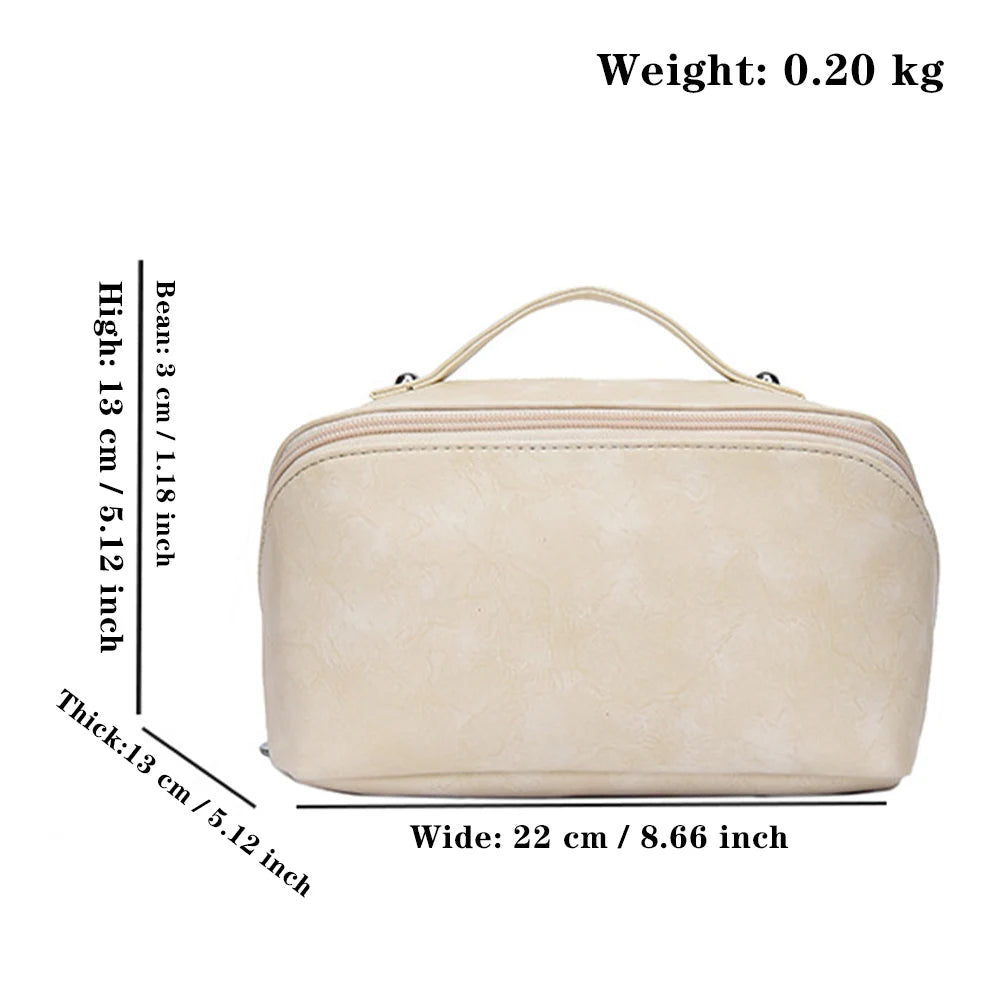 PU Leather Cosmetic Bag Women Travel Make Up Pouch Toiletry Organizer