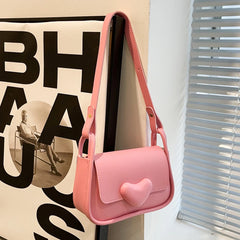 PU Leather Crossbody Bag Love Clasp Shoulder Bag