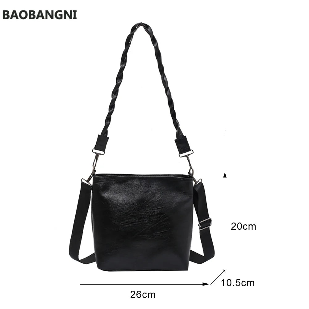 PU Leather Crossbody Bags with Braided Strap for Women