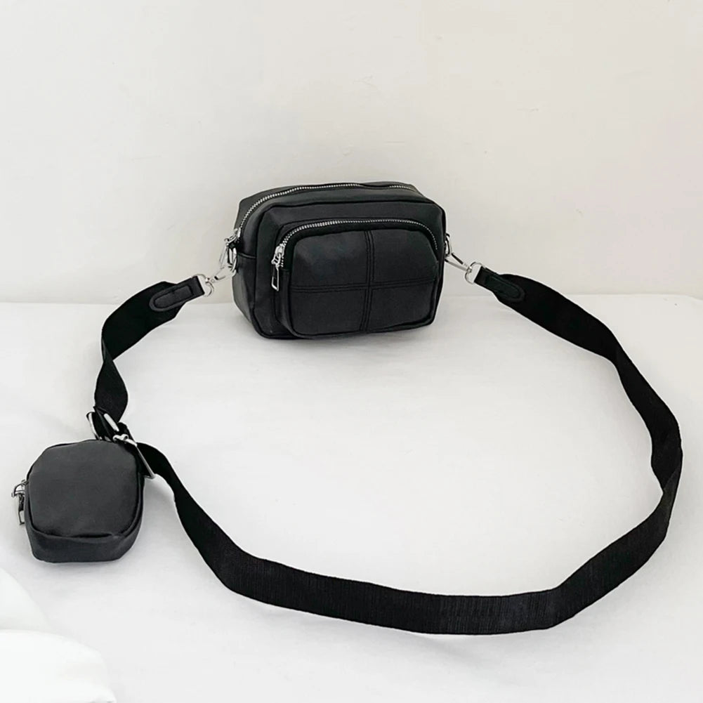 PU Leather Crossbody Bag with Mini Purse Pendant