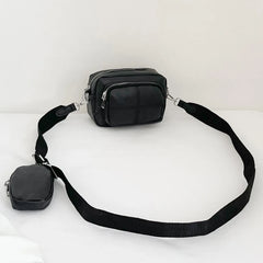 PU Leather Crossbody Bag with Mini Purse Pendant