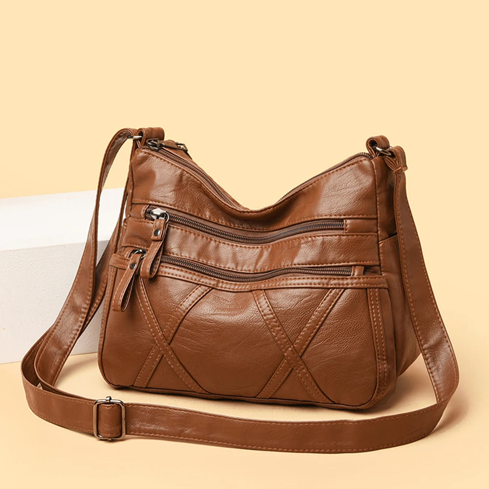 Solid PU Leather Crossbody Bags for Women