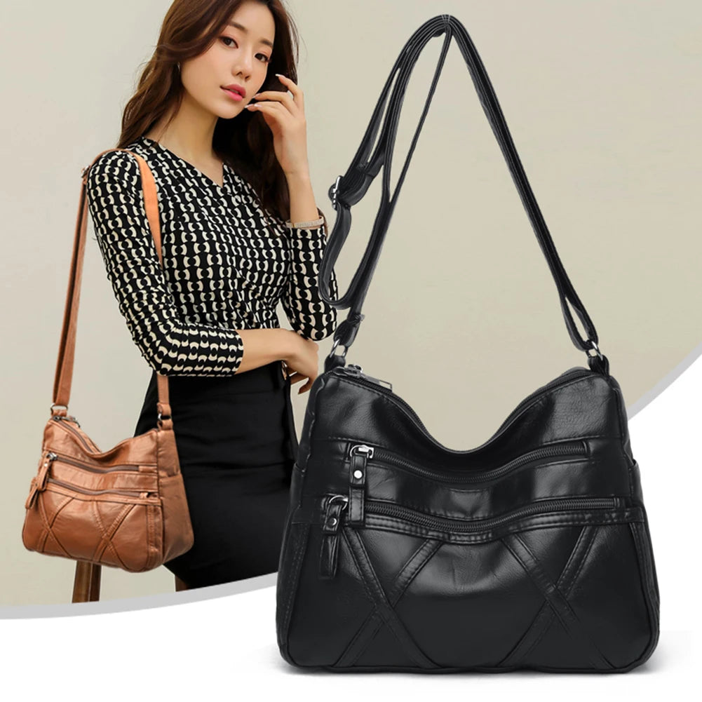 Solid PU Leather Crossbody Bags for Women