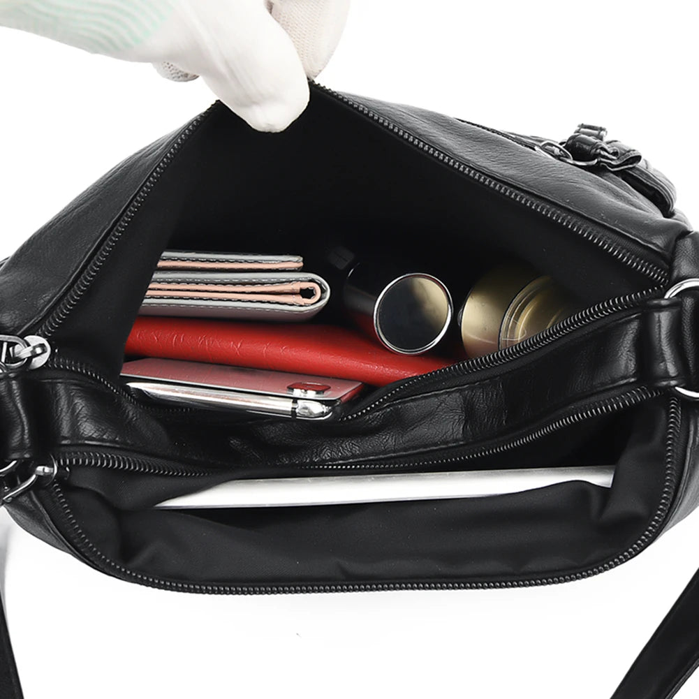 Solid PU Leather Crossbody Bags for Women
