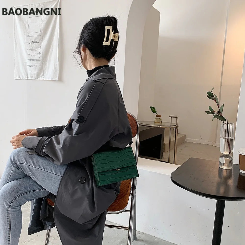 Summer Lady Shoulder Handbags Small Stone Pattern Female Totes for Women