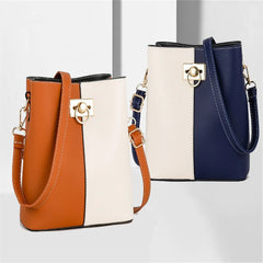 PU Leather Crossbody Bags Patchwork Bucket Bags Shoulder Handbags