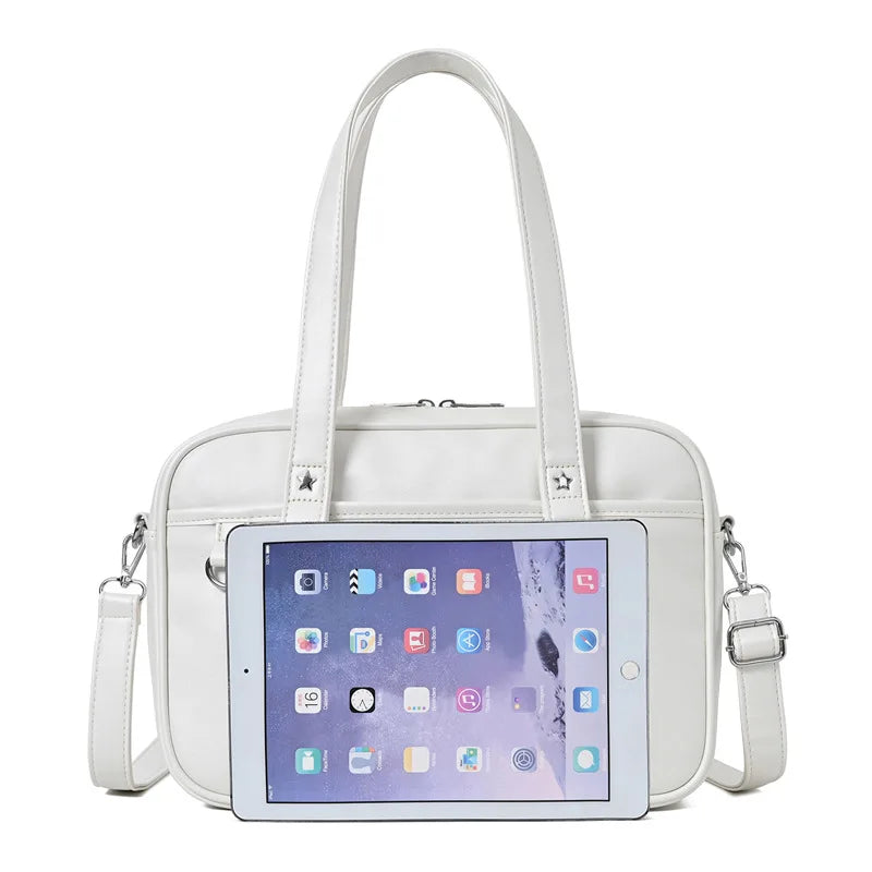 PU Leather Crossbody Bag Women Handbag Large Capacity Student A4 Book Bag