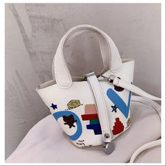 PU Leather Doodle Mini Bag For Women Girls Purses And Handbags Shopper Bags