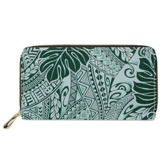Polynesian Tribal Print Women Wallet Long Money Bag Ladies Clutch