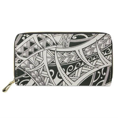 Polynesian Tribal Print Women Wallet Long Money Bag Ladies Clutch