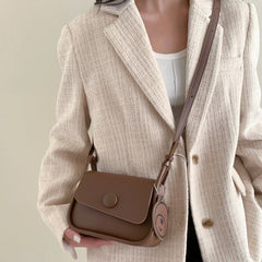 PU Leather Handbag Bear Pendant Women's Shoulder Bag Clutch Crossbody Bags