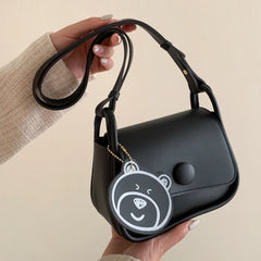 PU Leather Handbag Bear Pendant Women's Shoulder Bag Clutch Crossbody Bags
