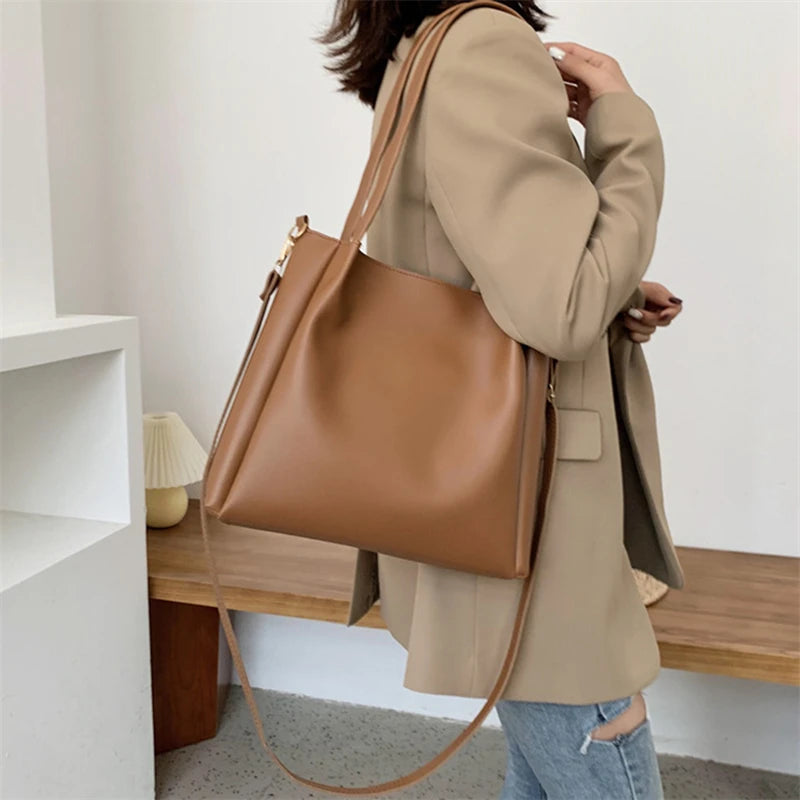 PU Leather Handbag Large Capacity Travel Handbag Female Shoulder Bag