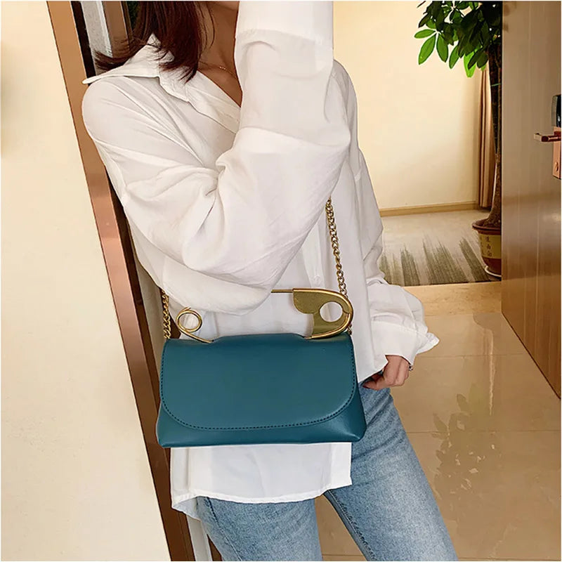 PU Leather Chains Shoulder Bag Party Clutch Mini Crossbody